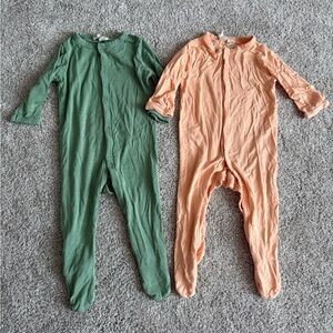 Kyte BABY 0-3 Snap Footie Bundle - Matcha & Papaya